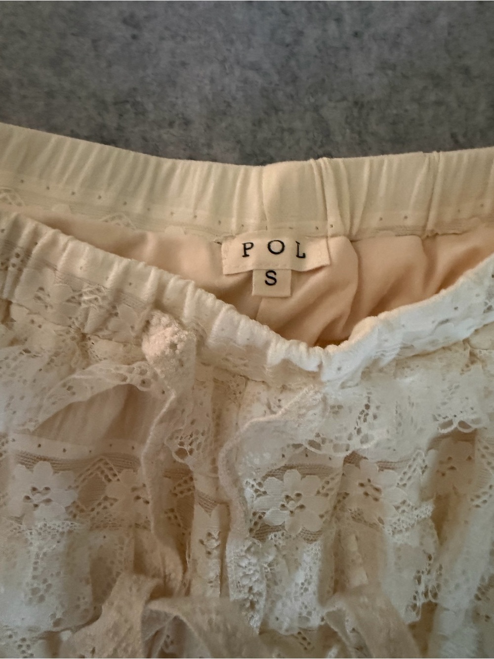POL Cream Lace Drawstring pants